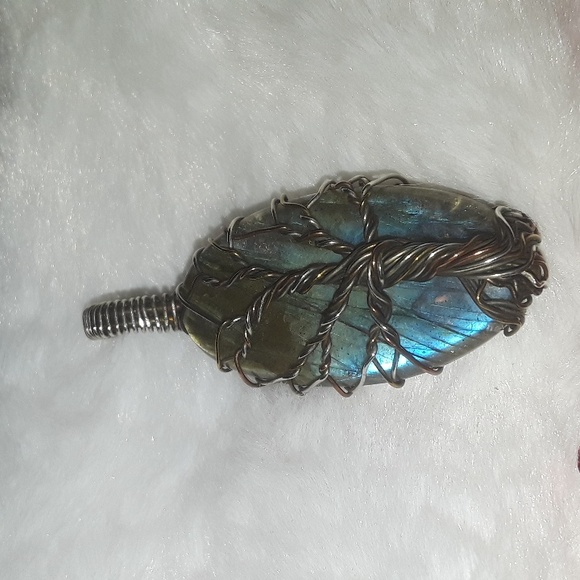 Handcrafted Wire Wrapped Labradorite Tree of Life Pendant Sterling Silver Wrap - Picture 5 of 11